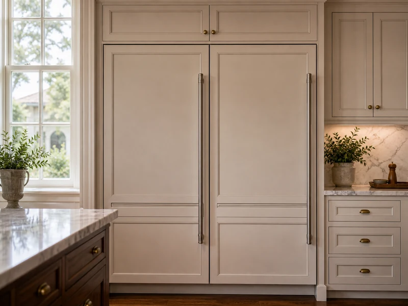 A Sub-Zero refrigerated drawer unit built beneath a kitchen island in a San Marco home